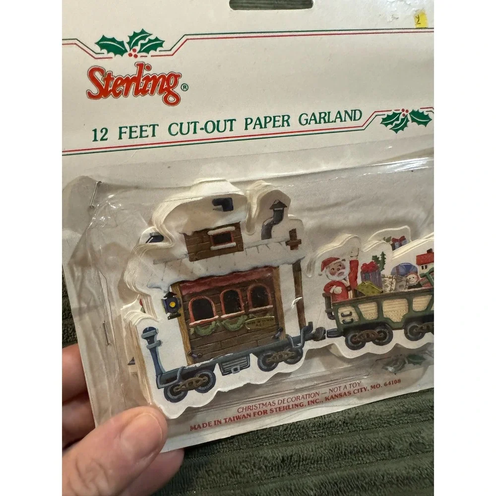 Sterling 12 Feet Cut Out Paper‎ Garland Train Santa Christmas Decoration New